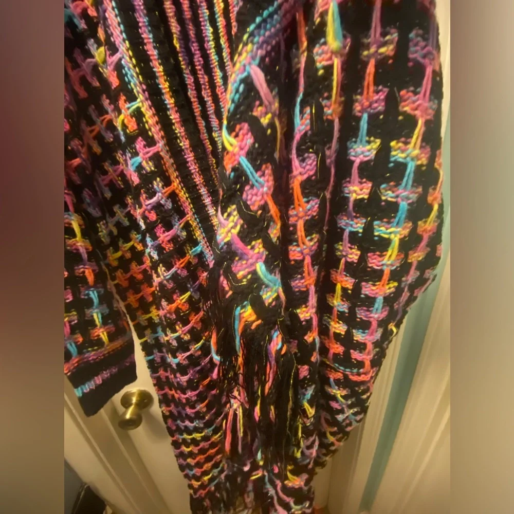NWOT Knitted multcolor fringe Cardigan - Picture 9 of 10